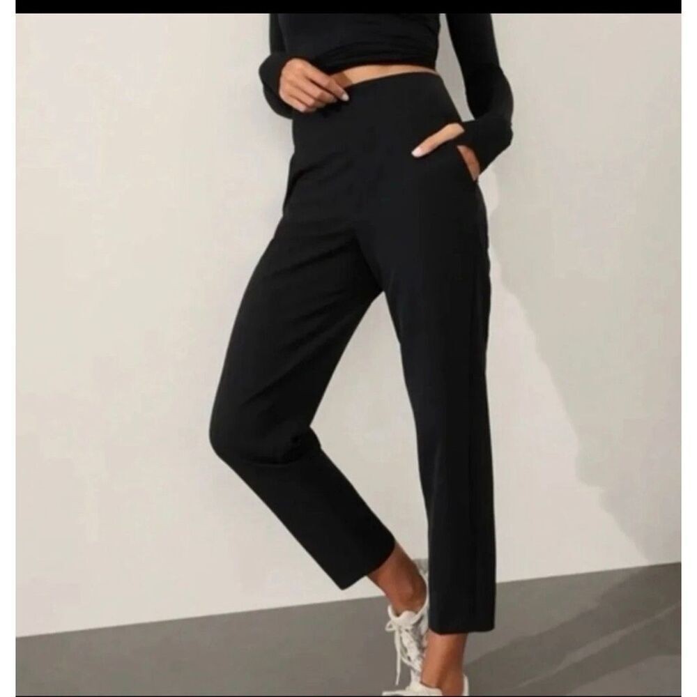 Athleta Size LP Run With It Pants High Rise Black yoga travel exercise